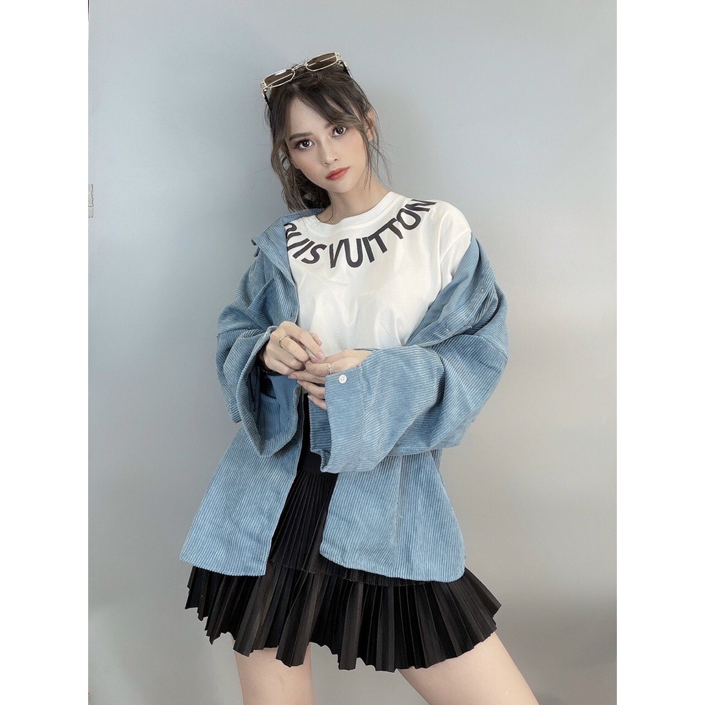 Áo Sơ Mi Nữ Form Rộng dài tay, Áo Sơ Mi Nữ Cổ Bẻ Chất Nhung Tăm Quảng Châu | BigBuy360 - bigbuy360.vn