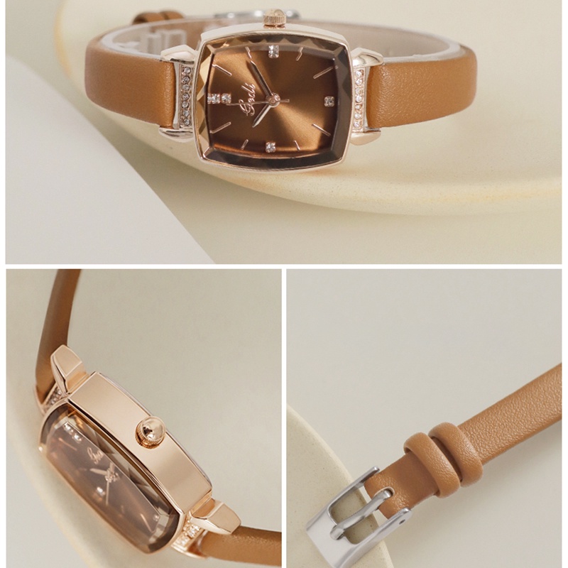 Đồng hồ nữ chính hãng đeo tay dây da mặt vuông đẹp chống nước LaCy Watch DHVGE0008