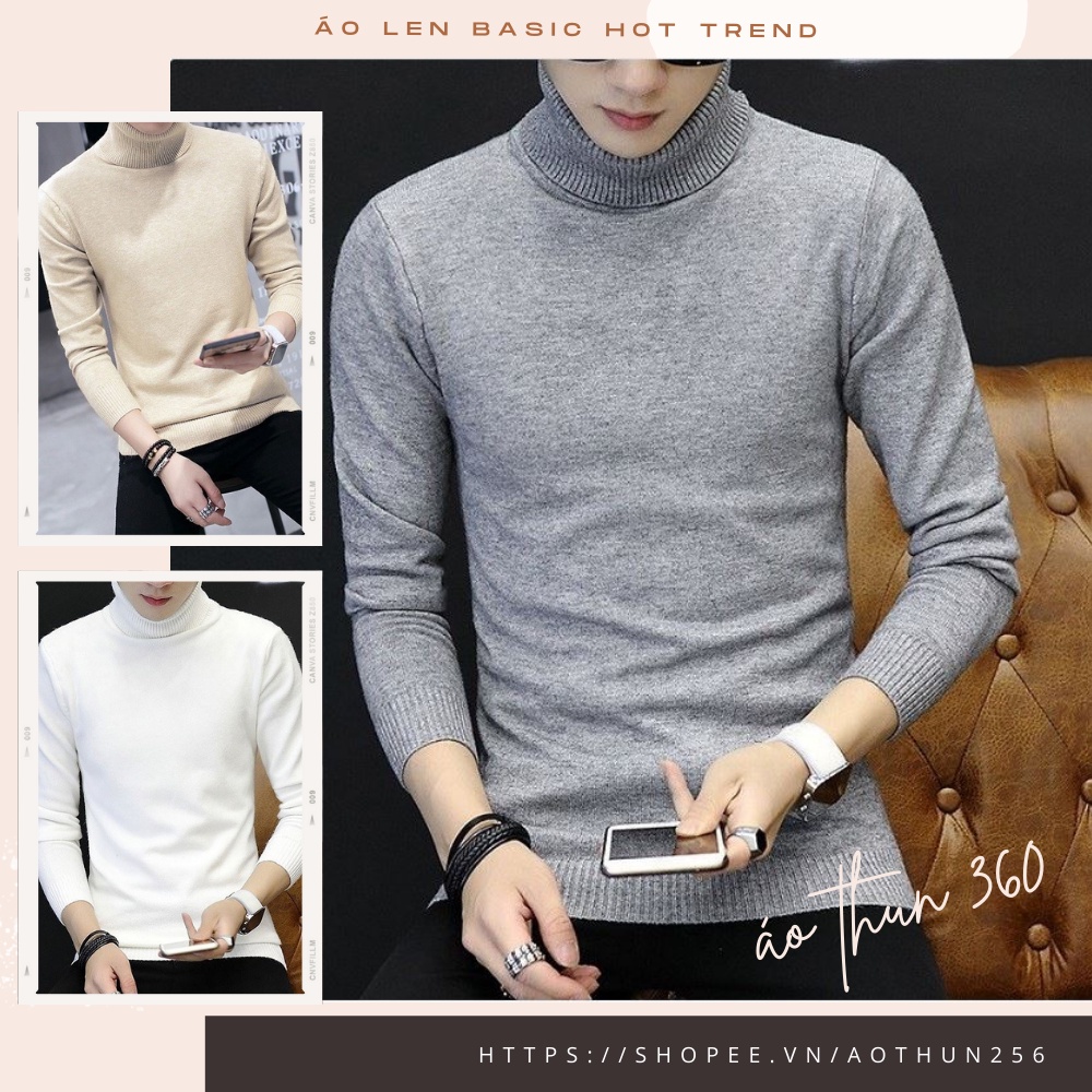 Áo len cổ lọ nam nữ 360 CLOTHING chất len dày mịn AO03 kiểu dáng trơn basic, áo len thu đông unisex nam nữ