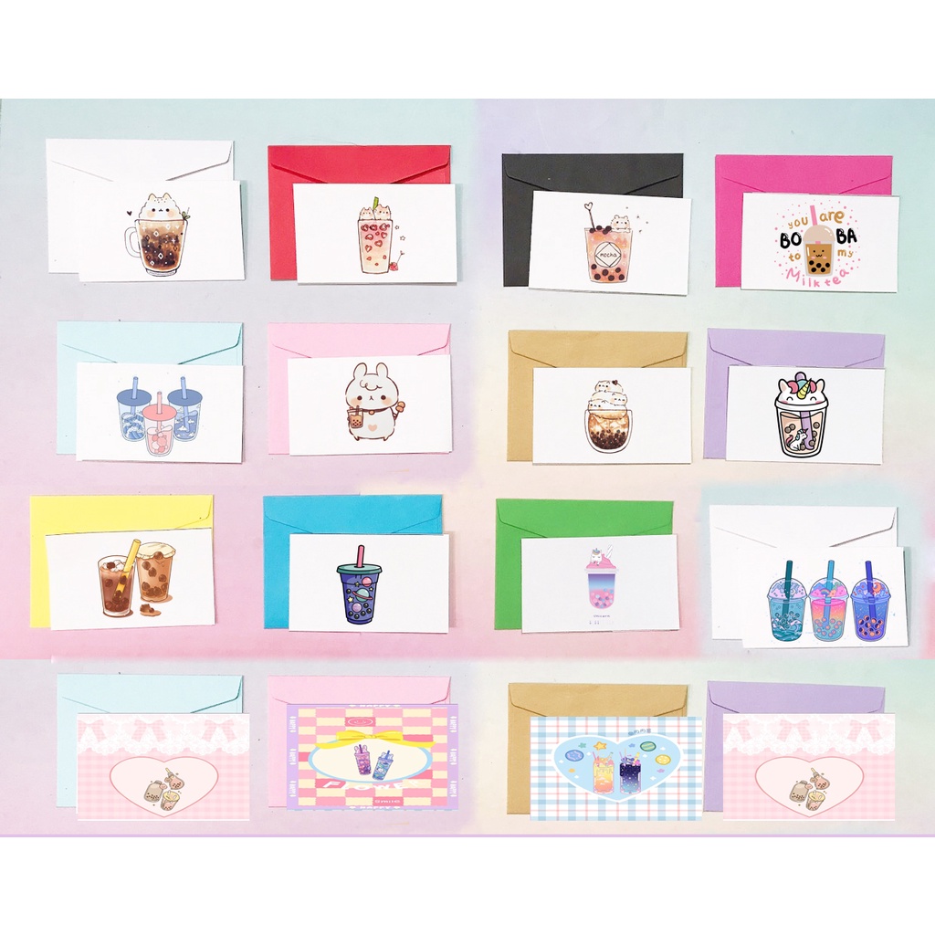 Thiệp sinh nhật trà sữa boba tea TSN32 thiệp quà tặng thiếp mini kèm phong bì