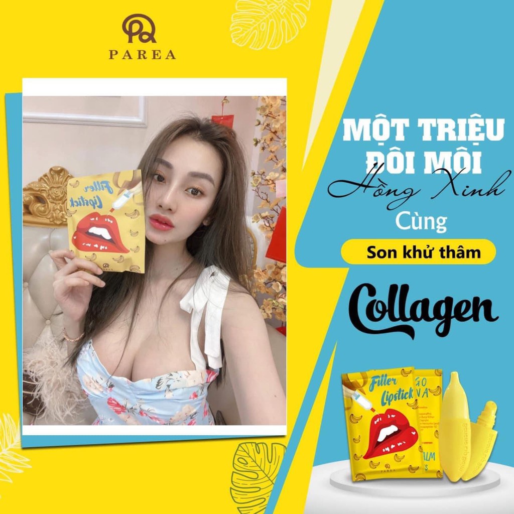 Son Chuối Filler Lipstick Collagen Parea Chính Hãng Giúp Dưỡng Ẩm Khử Thâm Môi Căng Bóng Hồng Hào | BigBuy360 - bigbuy360.vn