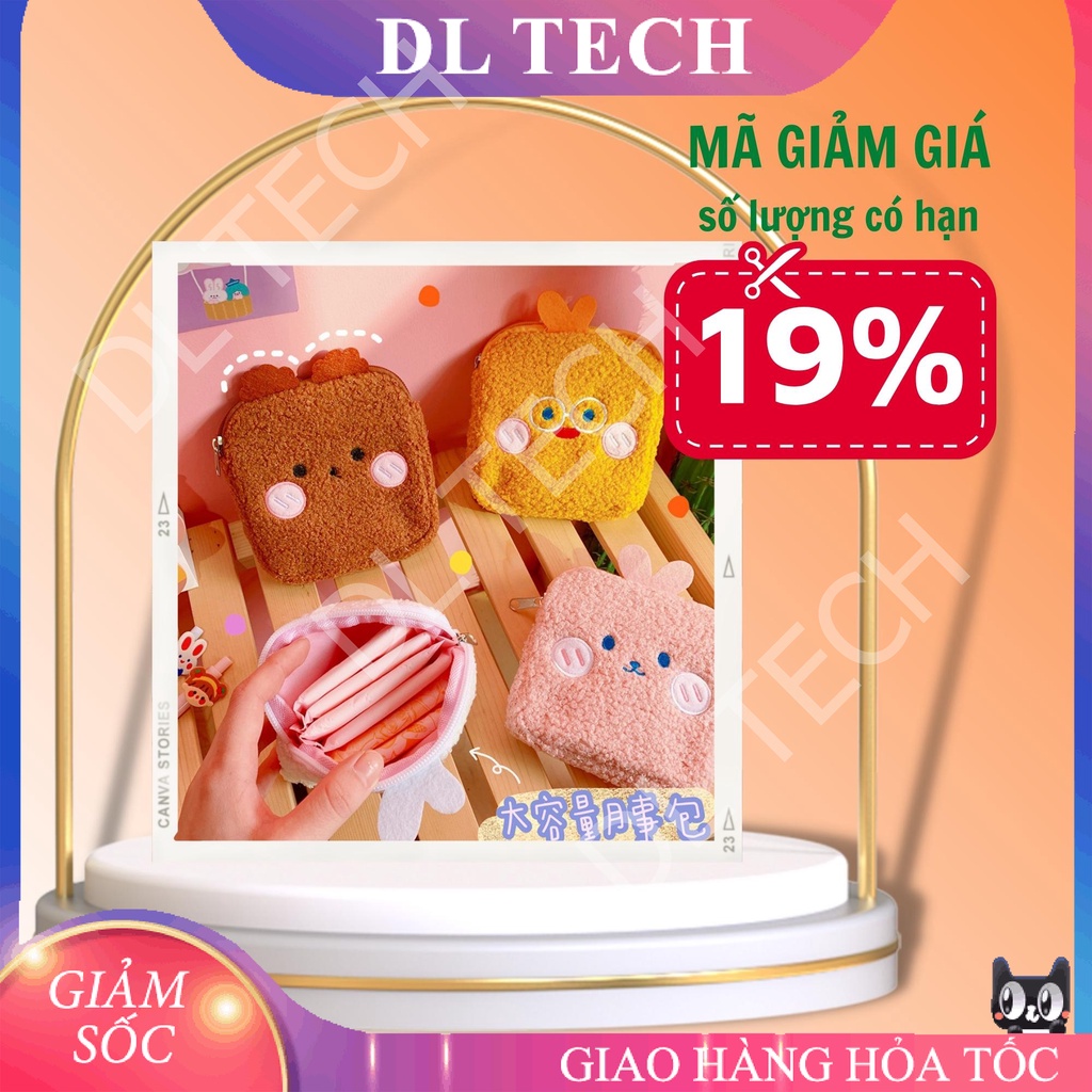 Túi Đựng Băng Vệ Sinh, mỹ phẩm, đồ cá nhân Kiểu Dáng Hàn Quốc dễ thương nhỏ gọn Cho Nữ 14*14CM SH125 DL TECH