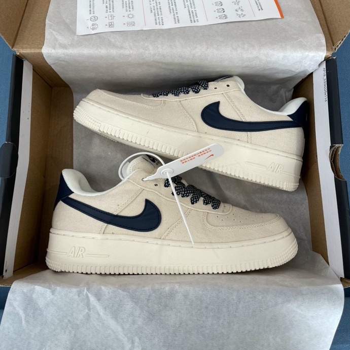 Giày thể thao Air Force 1 Beige Deep Blue, Af1 phối màu vệt xanh mới nhất