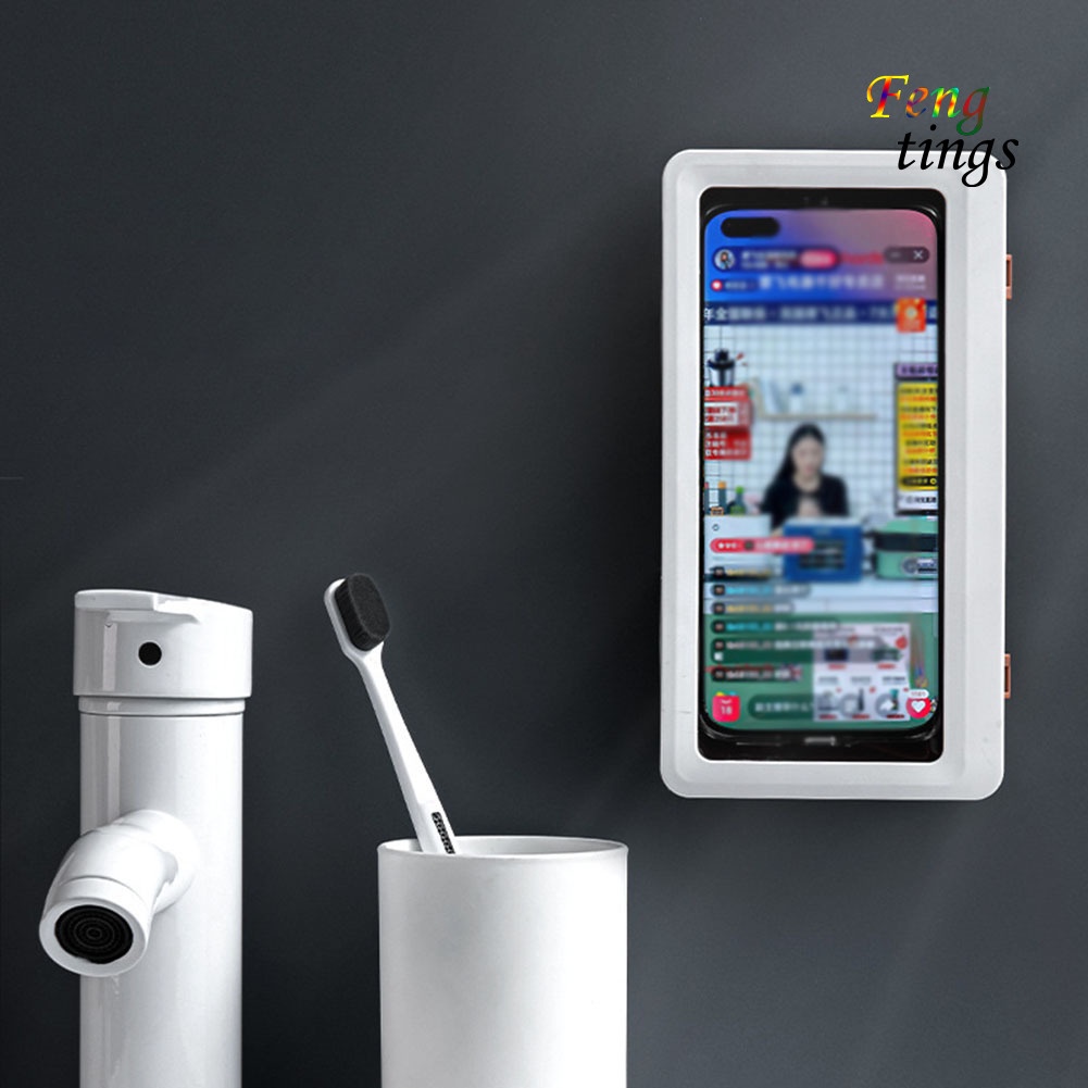 Giá đỡ điện thoại gắn tường màu trong suốt chống nước/ sương mù tiện lợi cho nhà tắm