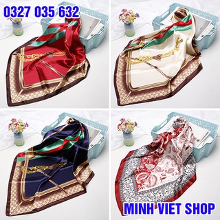 Khăn Turban Lụa Satin Choàng Cổ , Buộc Tóc , Đội Đầu , Làm Áo Đa Năng Cho Nữ ( 90x90 cm)