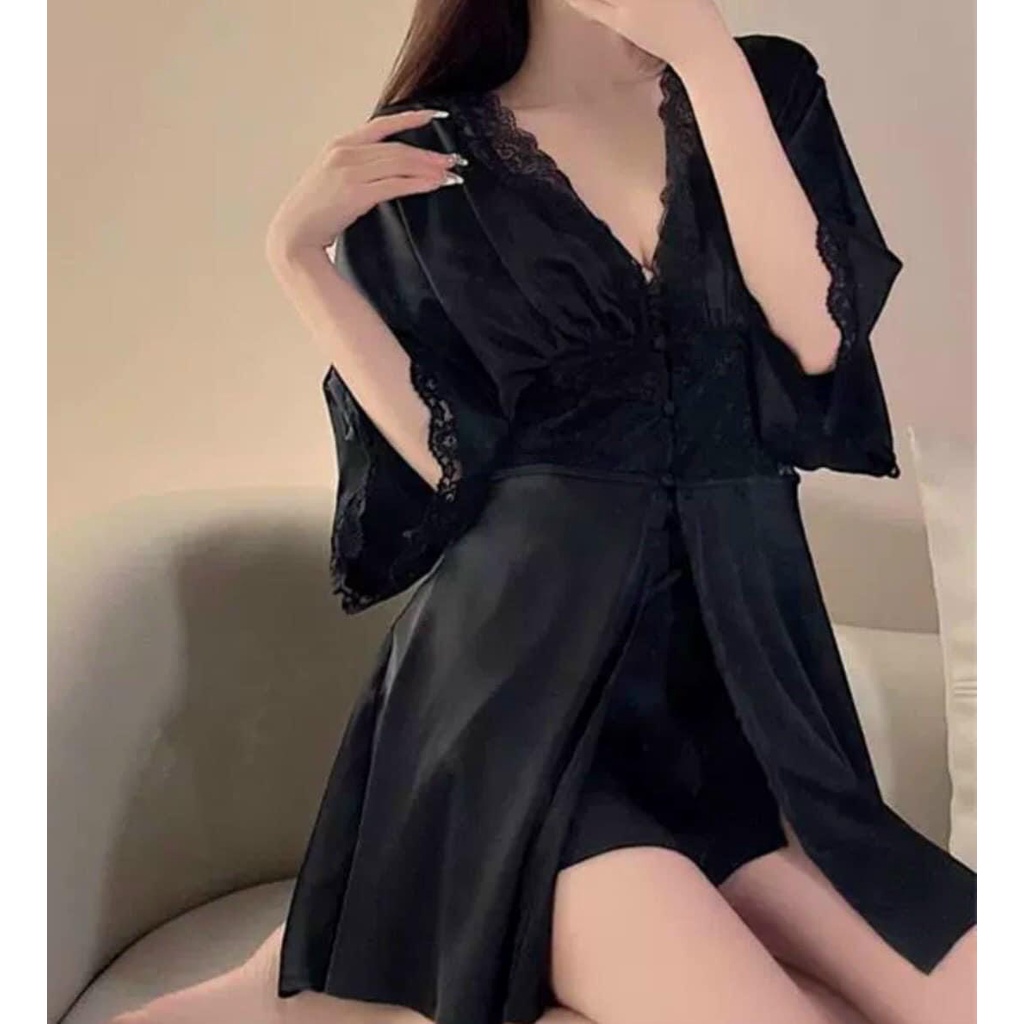 Váy ngủ hai dây lụa satin sexy cao cấp Đầm mặc nhà gợi cảm quyến rũ SP011