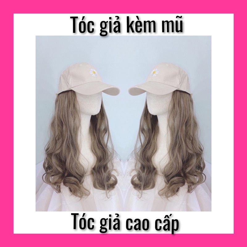 NÓN KẾT TRẮNG HOA CÚC KÈM TÓC GIẢ XOĂN ❇️FREESHIP ❇️