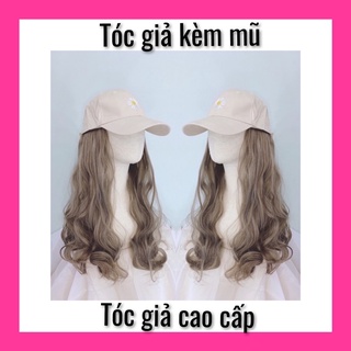 Nón kết trắng hoa cúc kèm tóc giả xoăn ❇️freeship ❇️