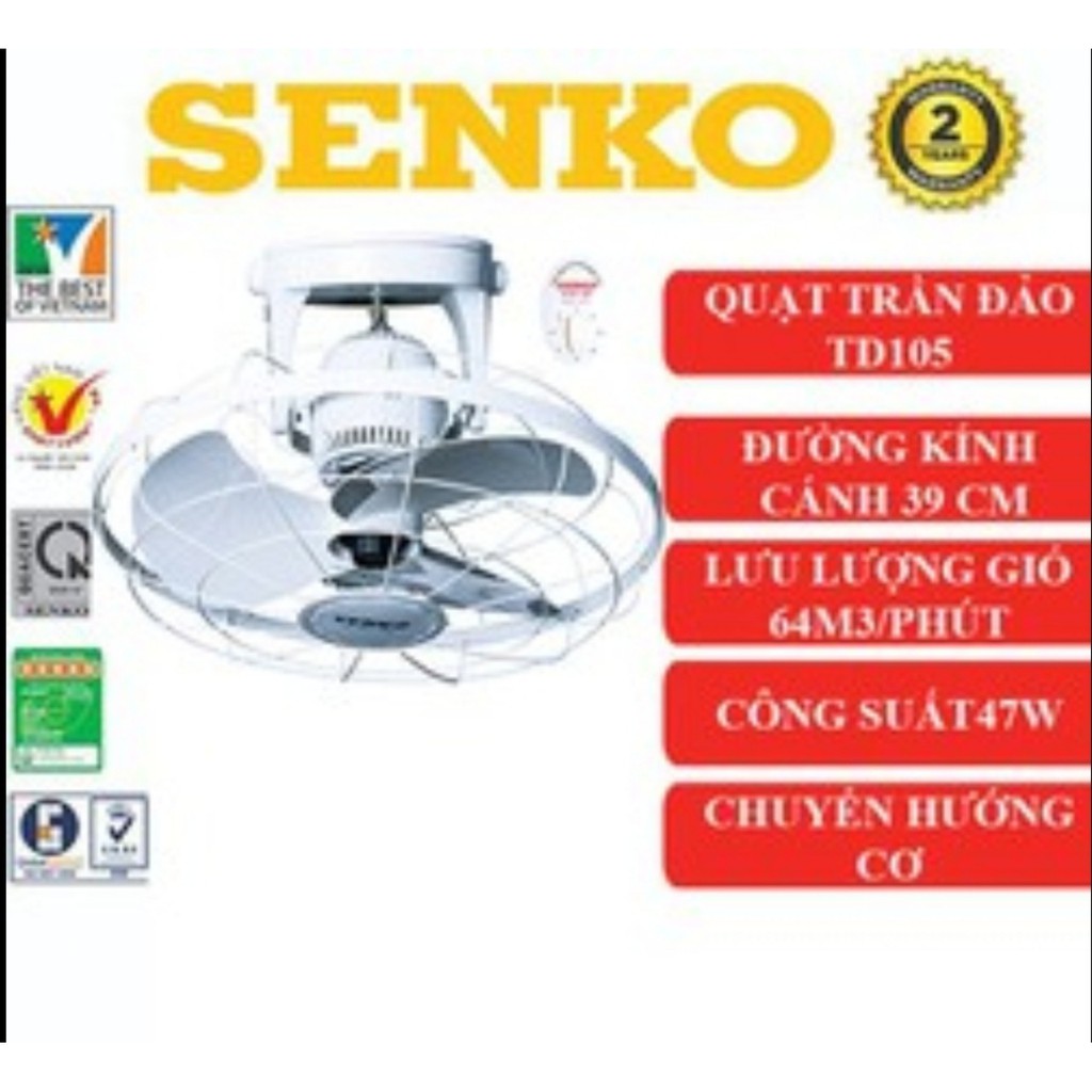 Quạt senko🚚FREESHIP🚚Quạt đảo trần senko TD105