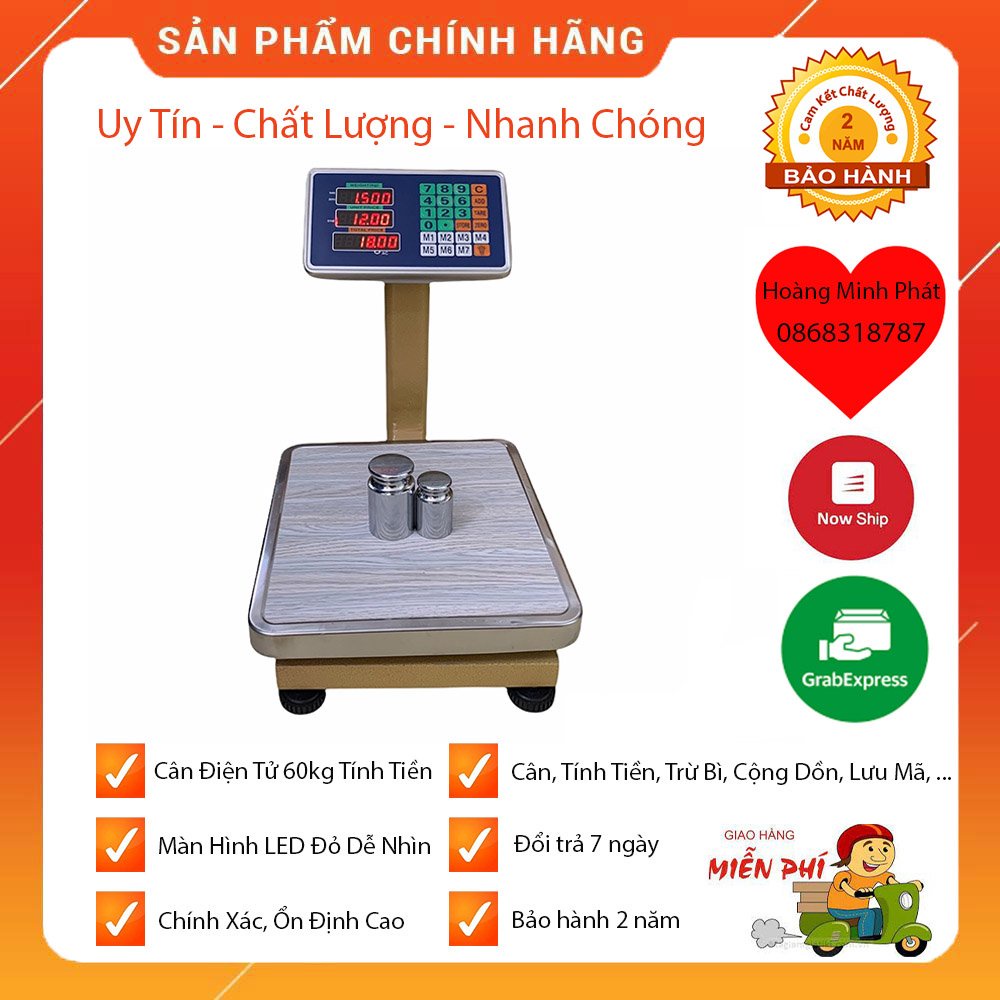 Cân Điện Tử Cân Hàng Giá Rẻ 60kg Tính Gía Tiền Hàng - Bảo Hành 2 Năm