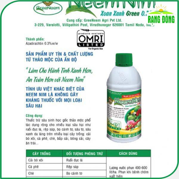 Dầu Neem Nguyên Chất Bảo Vệ Cây Trồng và Trừ Sâu Trong Nông Nghiệp Hữu Cơ  - Chai 100ml