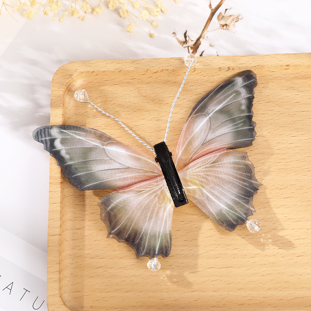 Kẹp tóc HAIMEIKANG hình con bướm hai lớp thiết kế thời trang 10cm