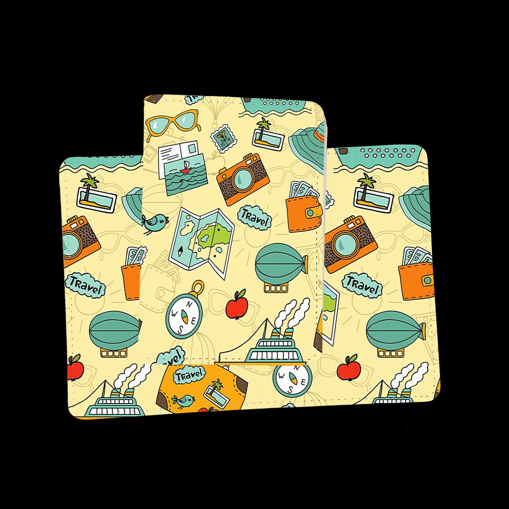 Bao Da Passport Du Lịch STICKER CUTE - Ví Đựng Hộ Chiếu Thiết Kế Tiện Lợi - Passport Cover Holder GO TRAVEL - LT024