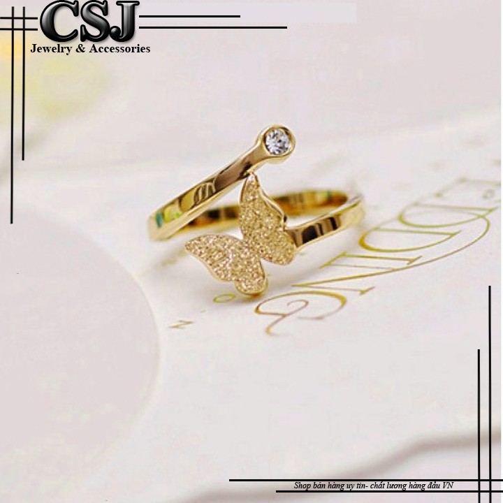 Nhẫn con bướm vàng 24k phun cát