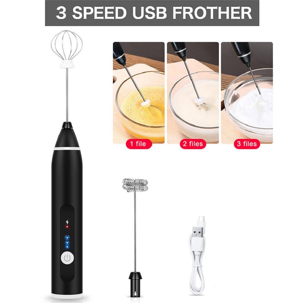 Máy Đánh Trứng, Tạo Bọt Sữa,Cafe, Cầm Tay Sạc Điện Tiện Ích, Có Cổng Sạc Usb (hàng chuẩn làm caphe bọt biển)