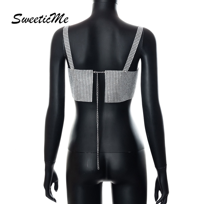 Crop Top Không Tay Đính Kim Sa Hàng Mới Của Sweeticme
