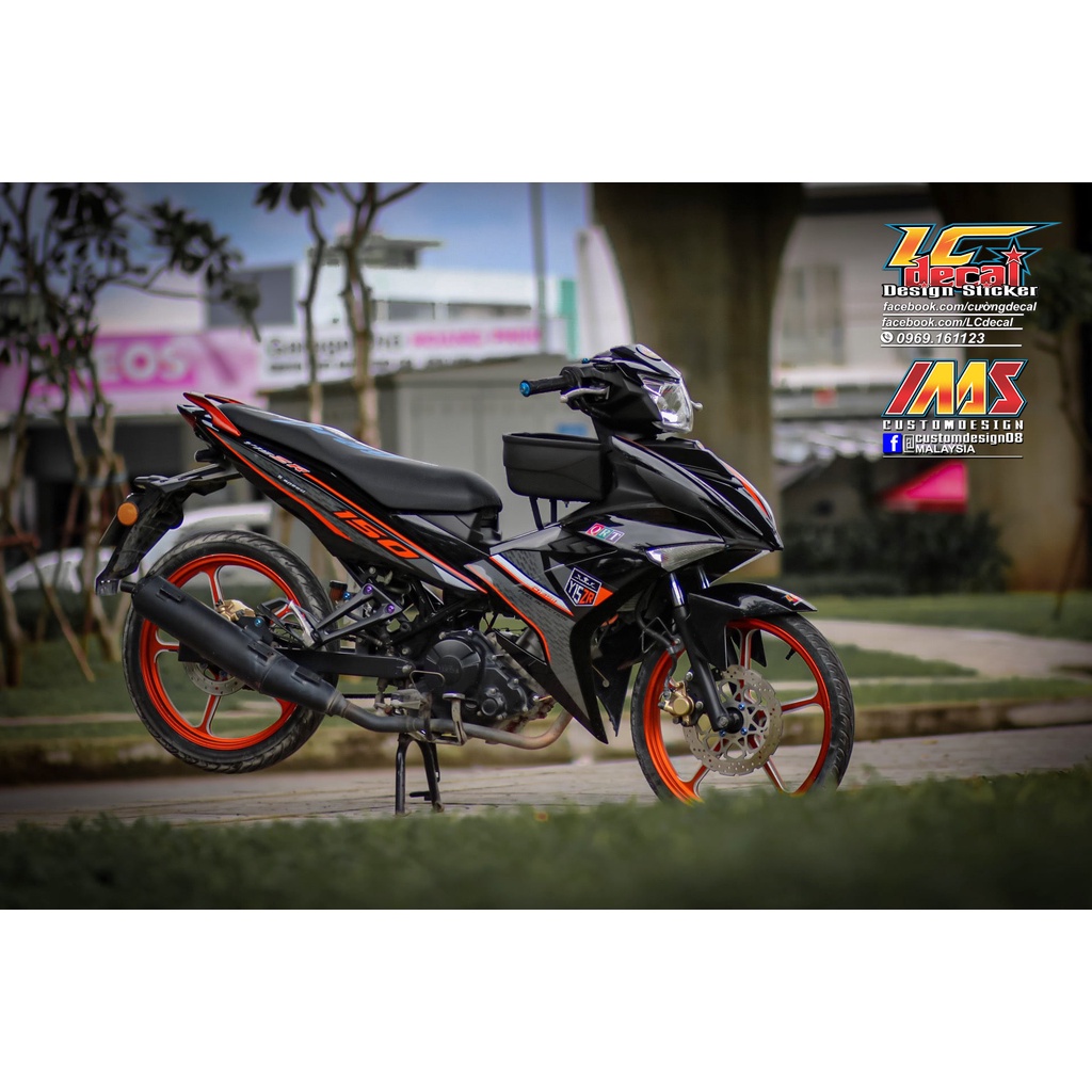 Tem rời Exciter 150 đen cam xám, y15zr