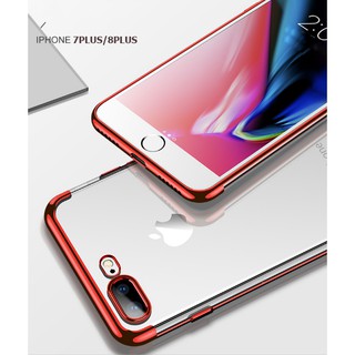 Ốp lưng Iphone 8 Plus Silicon cao cấp 2 đầu viền màu mạ điện