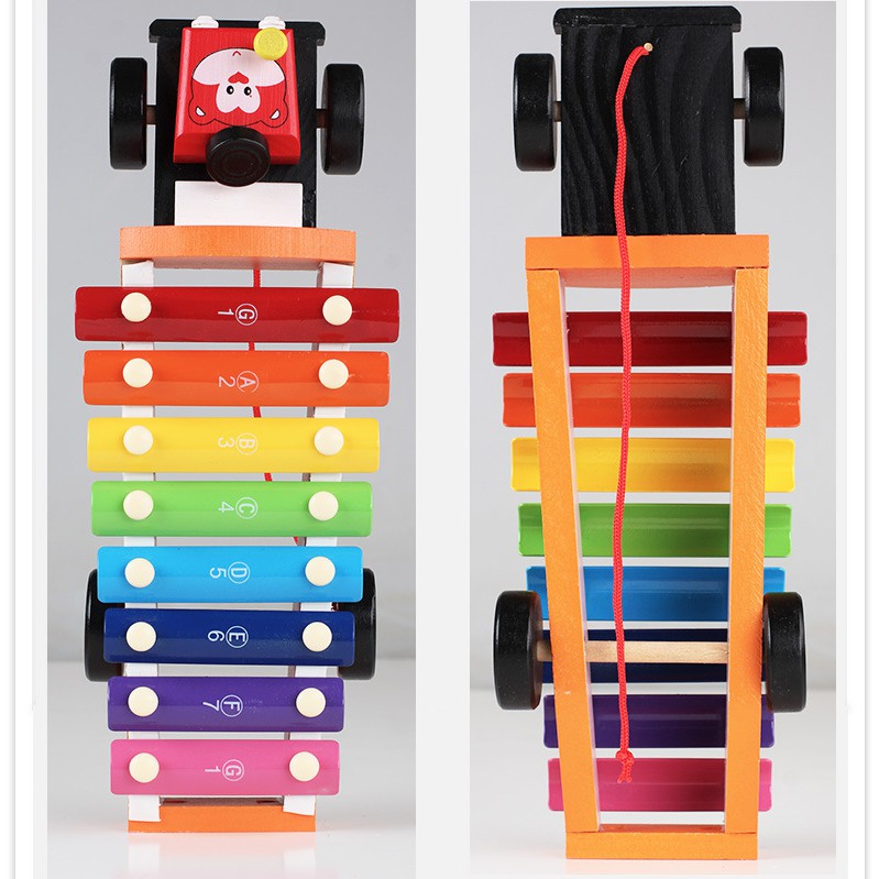 Đồ chơi đàn Xylophone âm thanh chuẩn kết hợp xe kéo cho bé chơi vận động và phát triển thính giác
