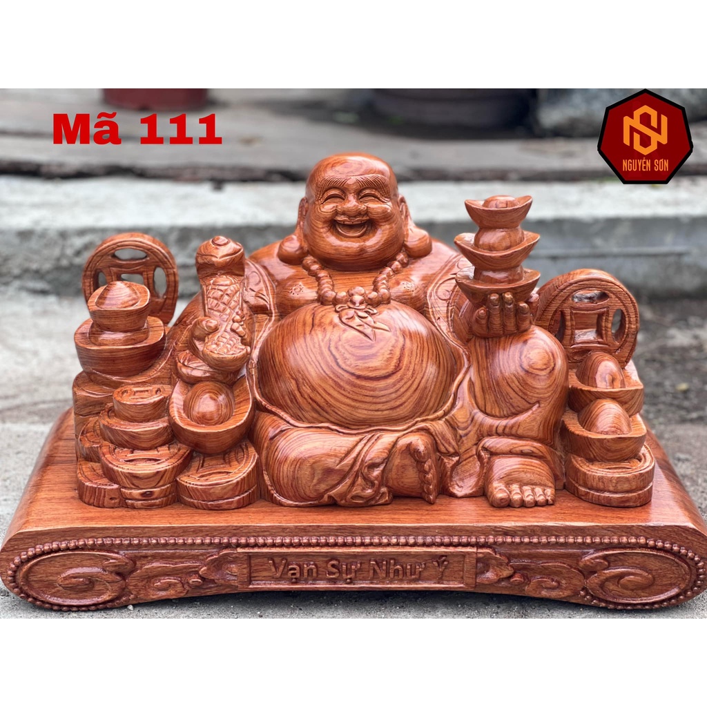 Tượng di lặc ngồi vạn sự như ý Gỗ hương đá