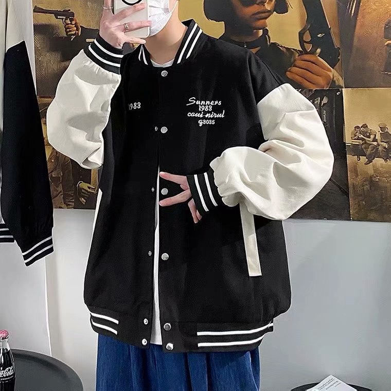 Áo khoác dáng rộng phong cách Hàn Quốc thời trang xuân thu cho nam và nữ unisex Hợp thời trang áo khoác bomber