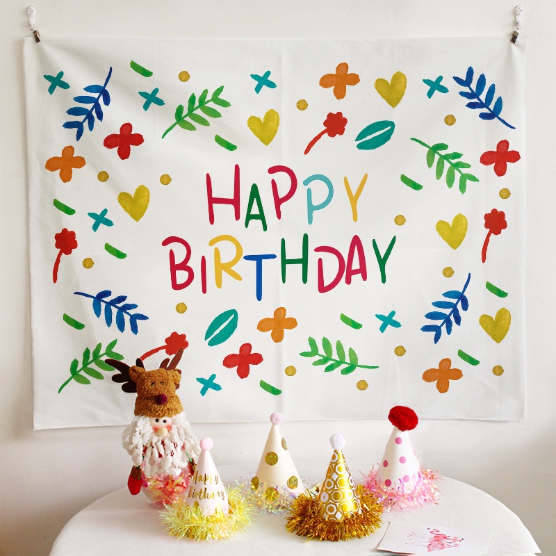 Tấm Vải Treo Tường Trang Trí In Chữ Happy Birthday Độc Đáo