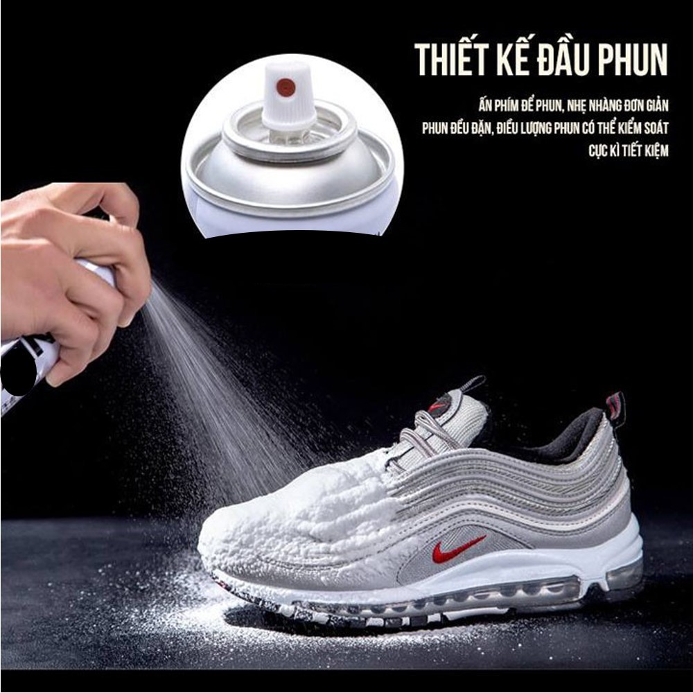 [Chai to 650ml] Chai Xịt Bọt Tuyết Vệ Sinh Giày Dép Tẩy Trắng Sneaker Cao Cấp Jikuba, đa năng vệ Sinh Ghế Da, nỉ, Đồ Da