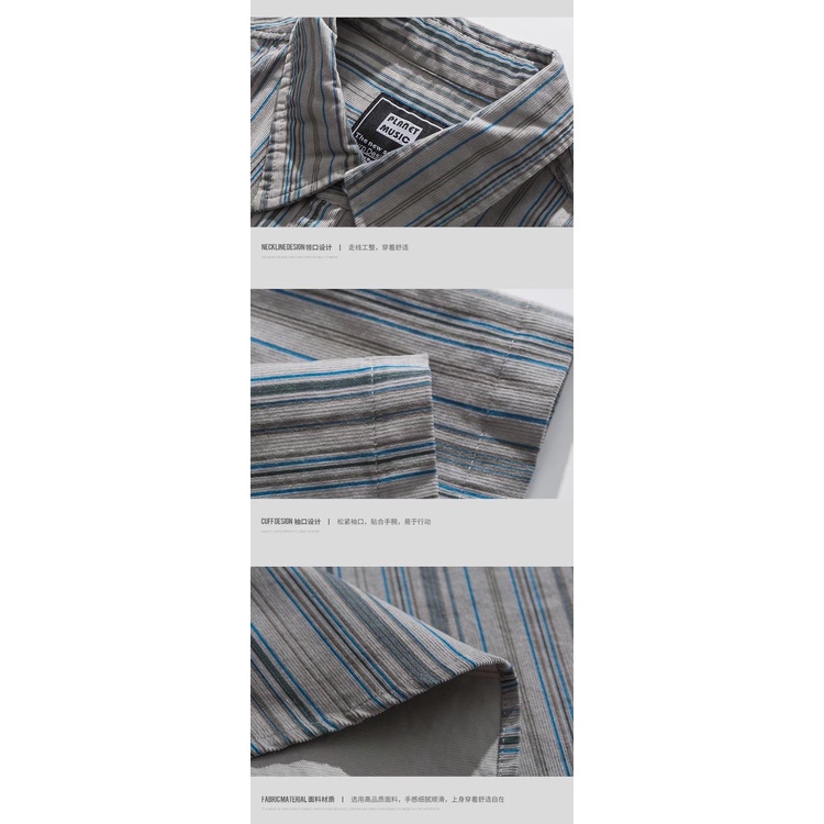 Áo Sơ Mi Tay Ngắn Họa Tiết Sọc Thời Trang Phong Cách Harajuku Cho Nam Size M-2XL