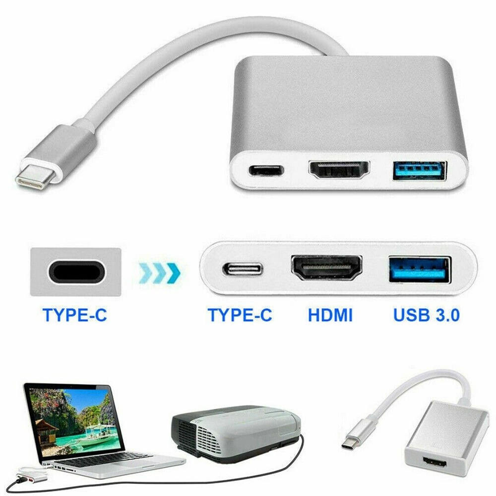 Bộ Chuyển Đổi 3 Trong 1 Loại C Sang Hdmi Usb-c 3.0