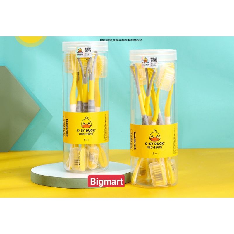 HỘP 8 BÀN CHẢI VỊT VÀNG KÈM CẠO LƯỠI 2IN1