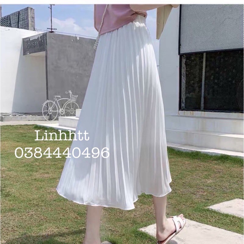 Chân váy voan dài dập ly TRẮNG ( có sỉ sll) | BigBuy360 - bigbuy360.vn