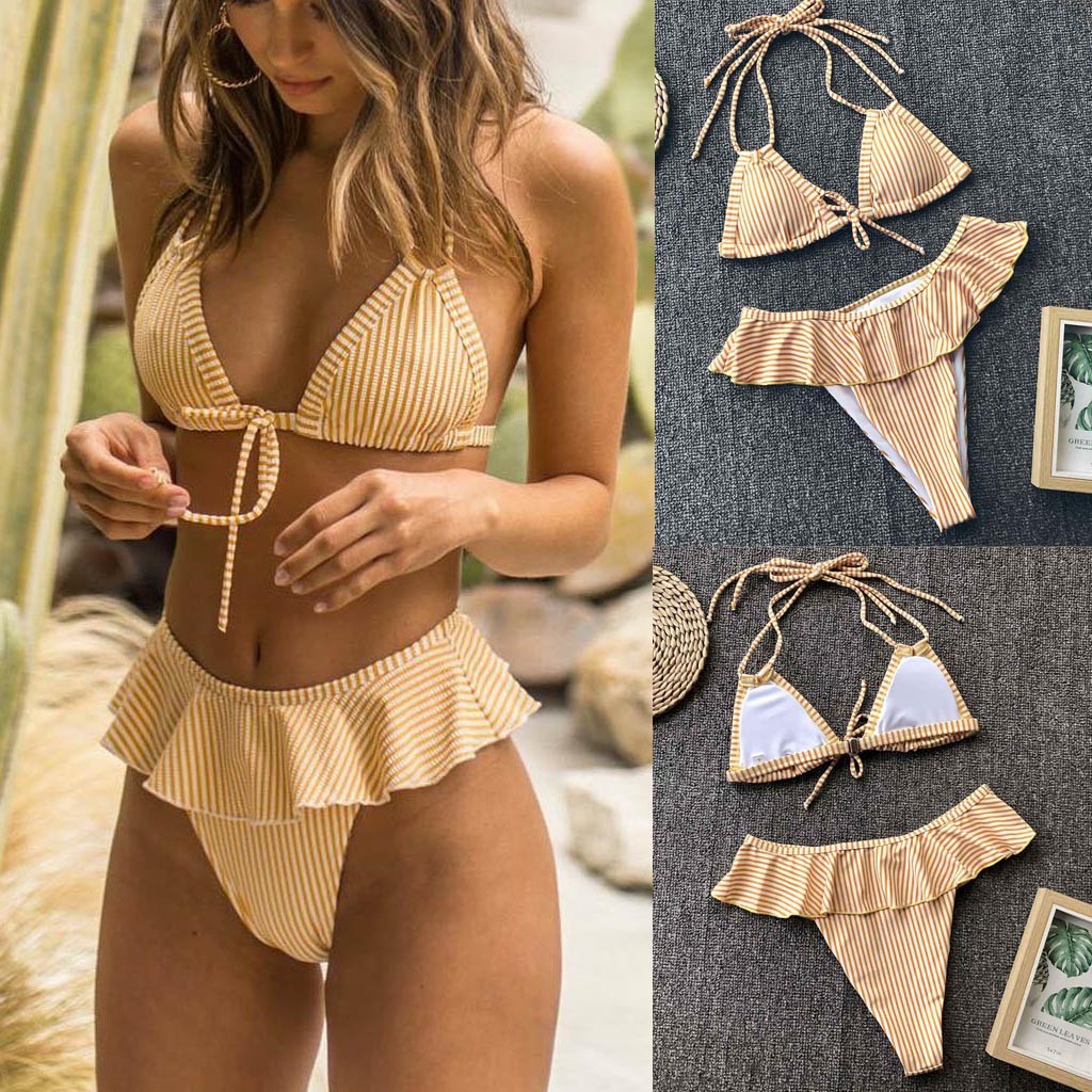 Bikini Phối Bèo Thiết Kế Nâng Ngực Cho Nữ