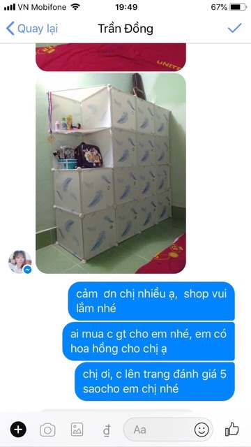 Tủ lắp ghép 8 ô. Thân lông vũ sâu 47cm. Tặng kèm treo đồ