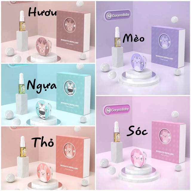 Huy hiệu đuổi muỗi GORYEO BABY HÀN QUỐC tinh dầu xả chanh