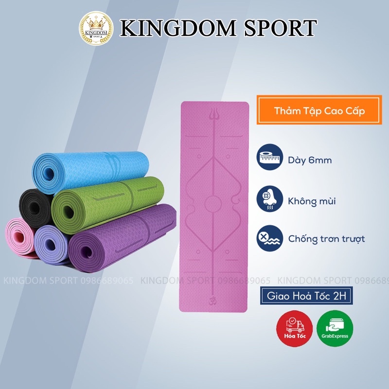 Thảm Tập Yoga Cao Cấp KINGDOM SPORT size 183 x 61 x 0,6cm