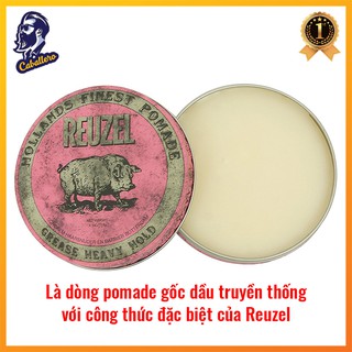 Sáp vuốt tóc Reuzel Pink Pomade Grease Heavy Hold Size 113g - 4oz - Chính hãng tem Bộ Công an