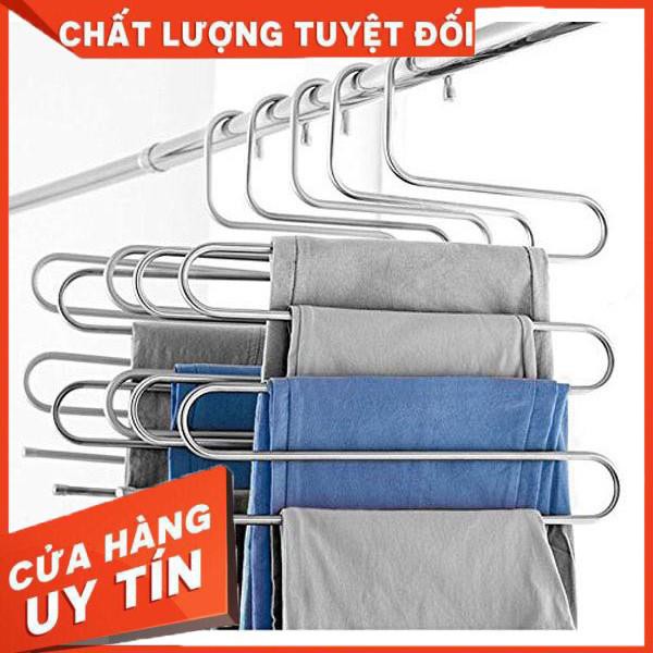 [XẢ KHO+FREE SHIP]  Móc treo quần áo 5 tầng inox