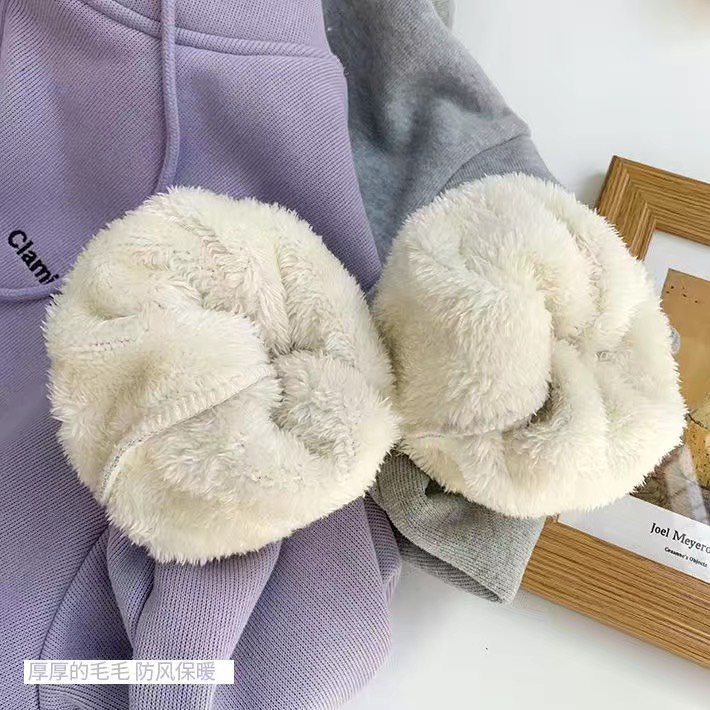 Áo khoác nỉ dáng rộng có lớp lót lông dày dặn, Áo khoác unisex nam nữ