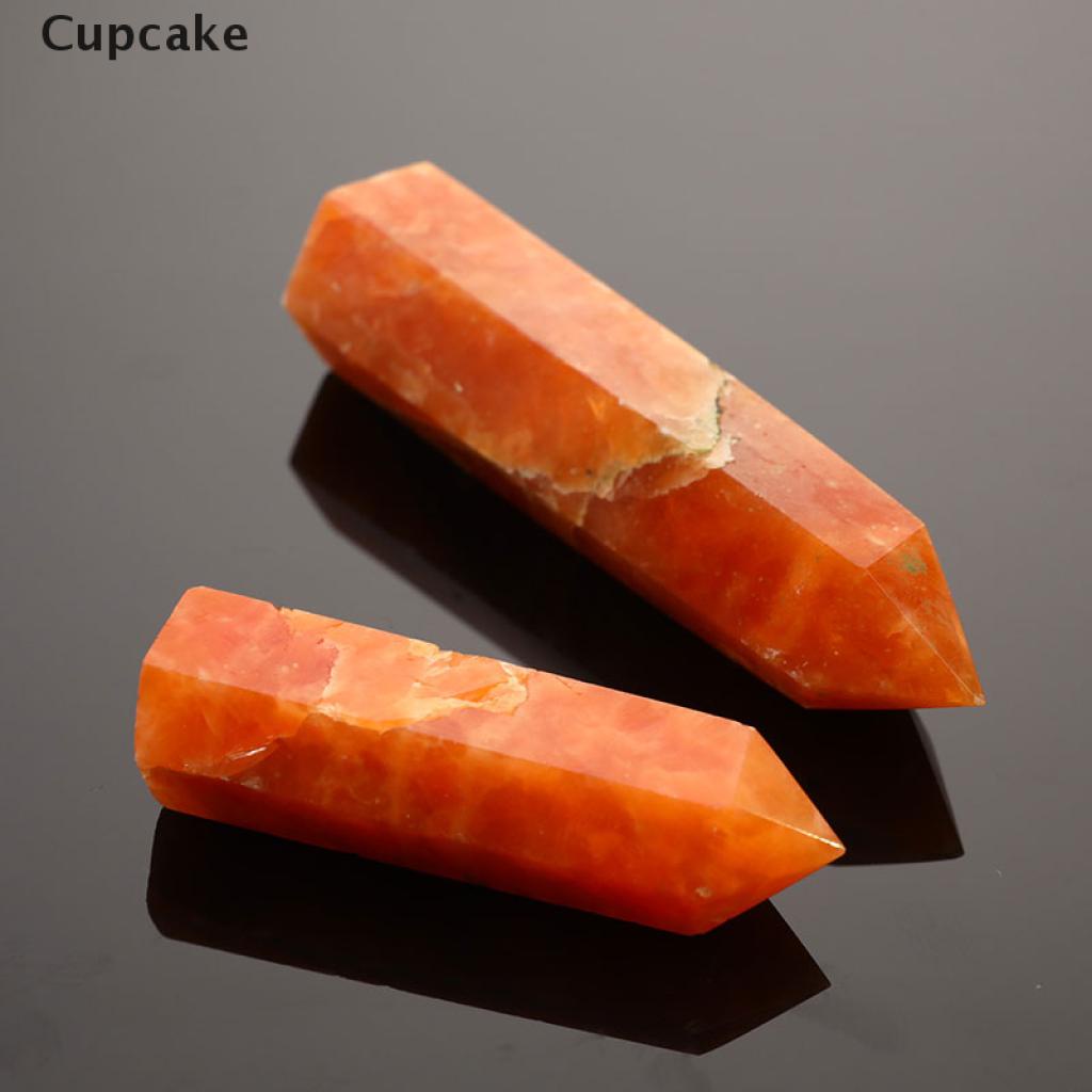 Cupcake 1pc Natural Sunstone Healing Energy Stone Quartz Tower Orange Ornament Reiki VN