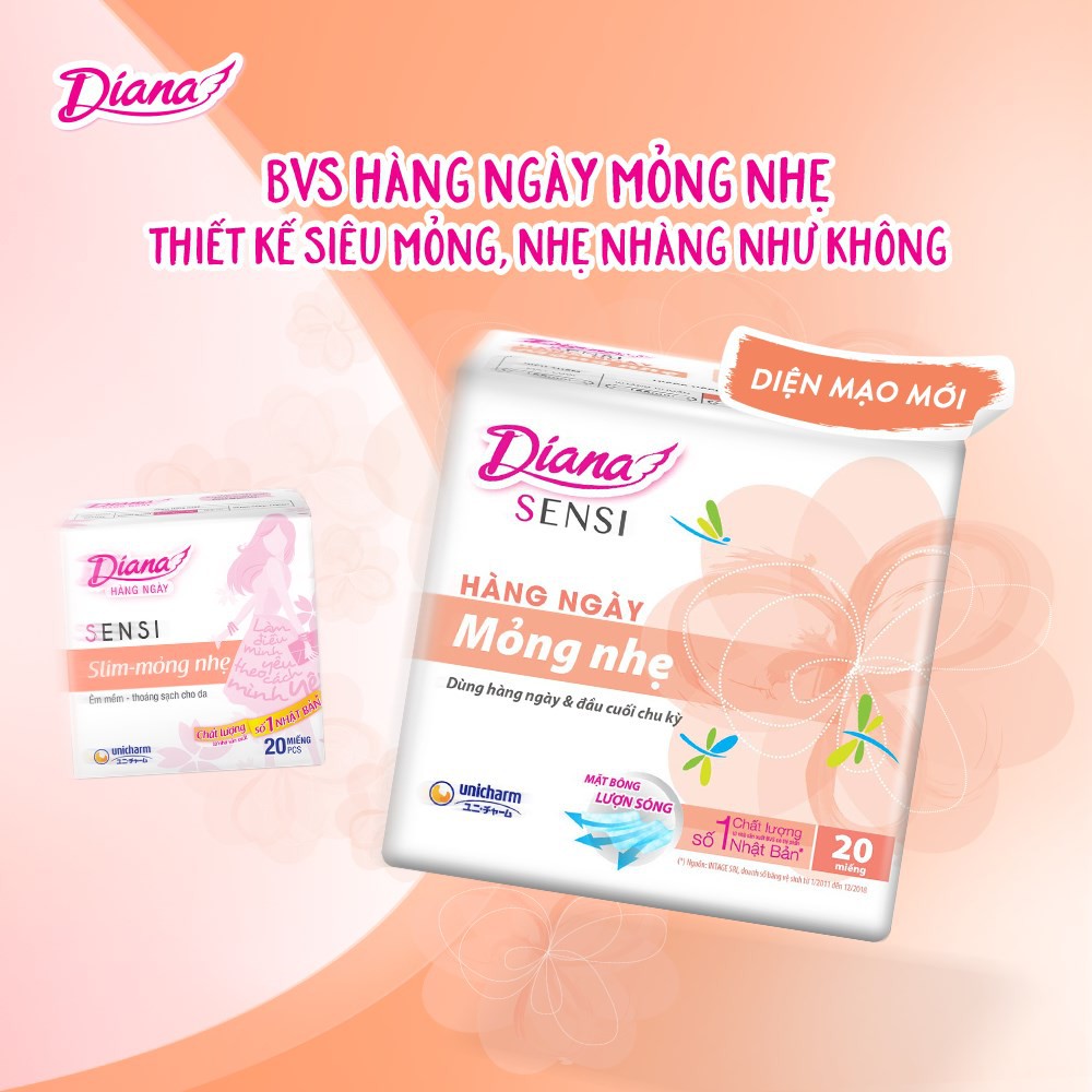 Băng vệ sinh Diana Sensi Hàng ngày Mỏng nhẹ 20 miếng/gói