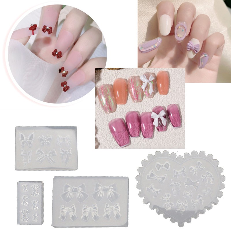 Khuôn silicon hình chiếc nơ nhỏ xinh dùng để trang trí móng thủ công nghệ thuật DIY