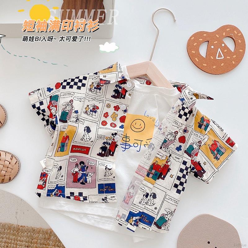 Áo sơ mi ngắn tay in họa tiết thời trang cho bé trai