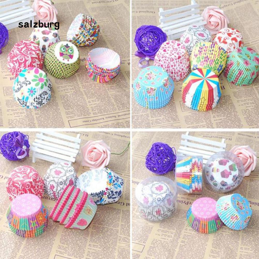 ( giảm mạnh ) Bộ 100 khuôn giấy nhiều màu trang trí bánh cupcake