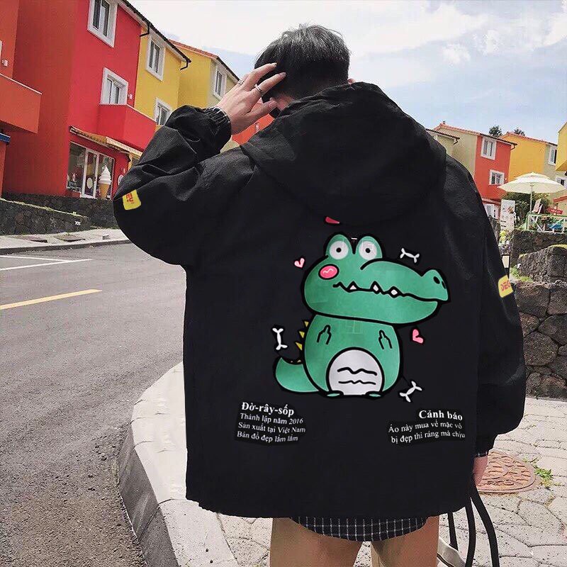 Áo Hoodie CÓ KHÓA KÉO 💖 Áo khoác DÙ nam nữ Unisex CÁ SẤU CÓ NÓN dáng rộng ulzzang Siêu Xinh CHỐNG NẮNG - DƯỚI 70KG