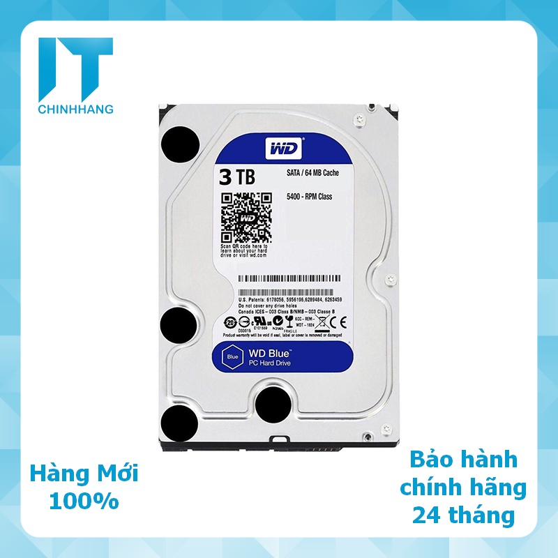 Ổ Cứng Gắn Trong HDD WD 3Tb SATA3 (BLUE) - Hàng Chính Hãng