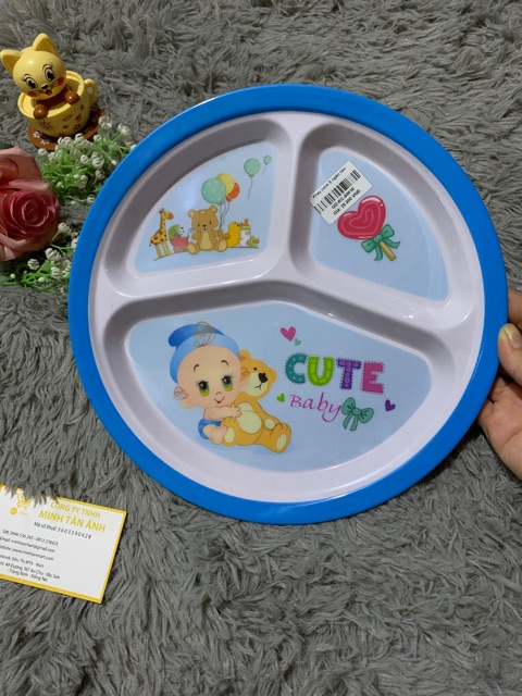 Khay cơm 3 ngăn hình tròn lớn cho bé