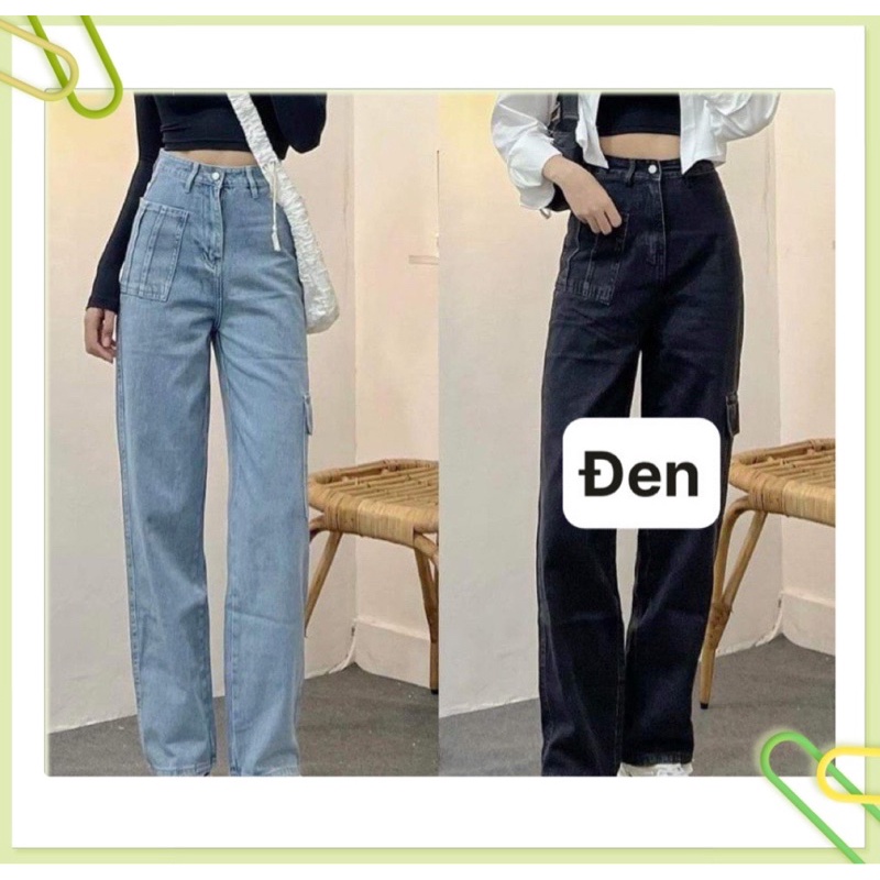 [kèm ảnh thật] QUẦN JEANS DÁNG SUÔNG TÚI HỘP TỪ TIQI.JEAN1988