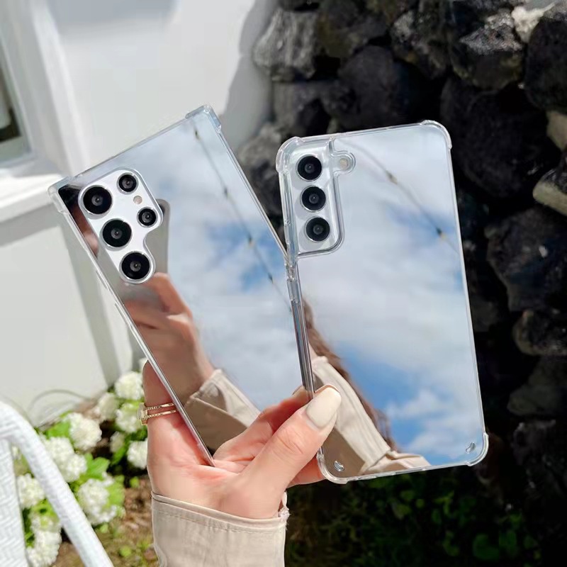 Ốp Điện Thoại TPU Mềm Chống Sốc Phối Gương Trang Điểm Thời Trang Dành Cho Samsung Galaxy S22 Ultra S21 Plus