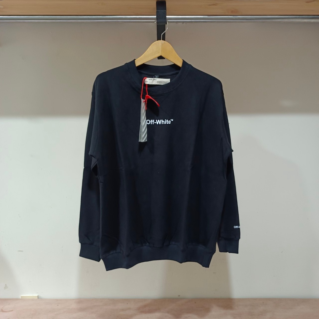 Áo Khoác Sweater Màu Đen In Logo Crewnext Ow x nike Ironc Cá Tính