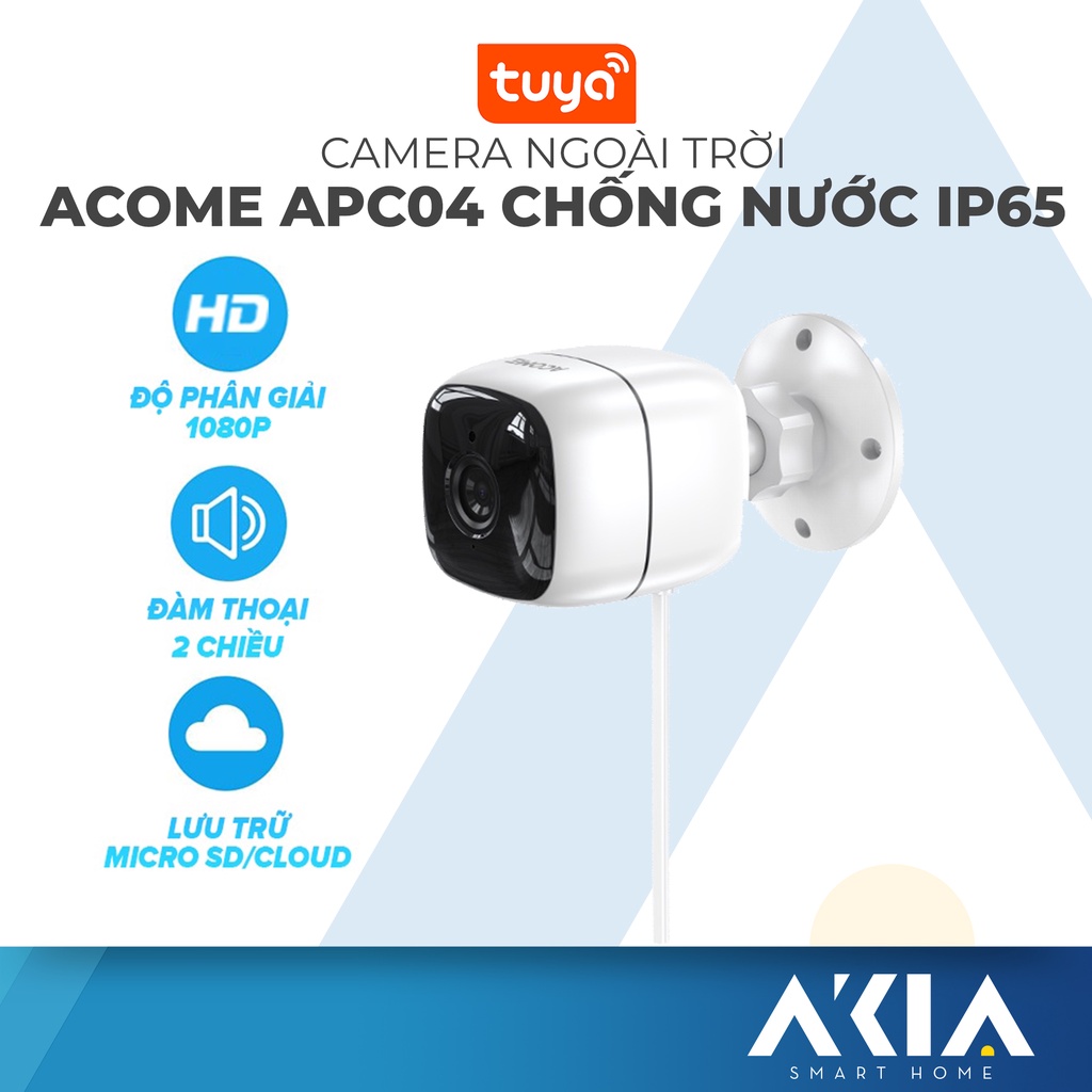 Camera ngoài trời ACOME APC04 - Kết nối wifi, chống nước IP65m, quay full hd 1080p, tương thích Tuya Smart Life